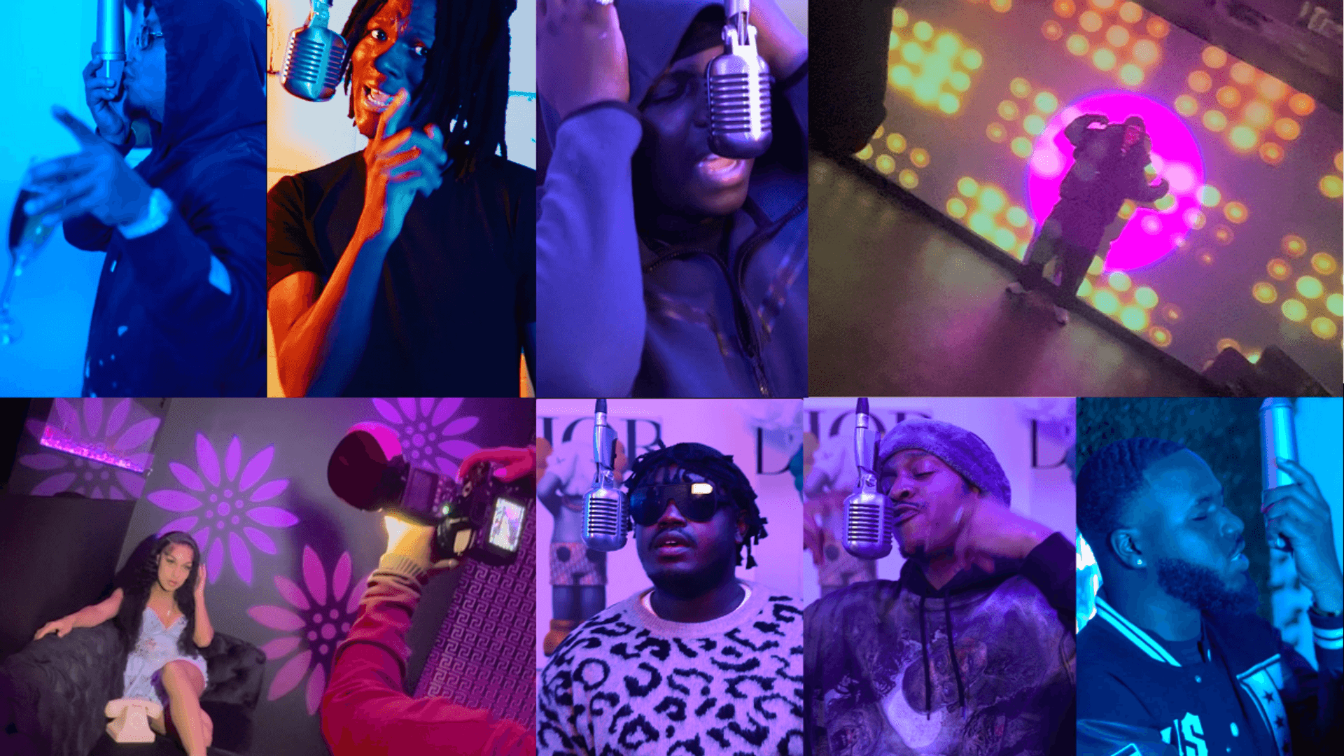 Artists creating music content at Lush Records — montage